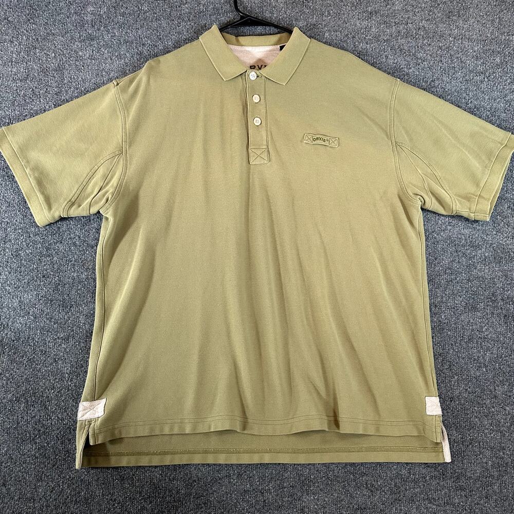 Y2K Orvis Polo Shirt Mens XL Green Fly Fishing Lure Peru Pique Outdoor